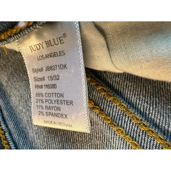 Judy Blue Women's 15/32 Jeans Stretch Distressed Dark Mid Rise JB8271DK - Picture 11 of 11
